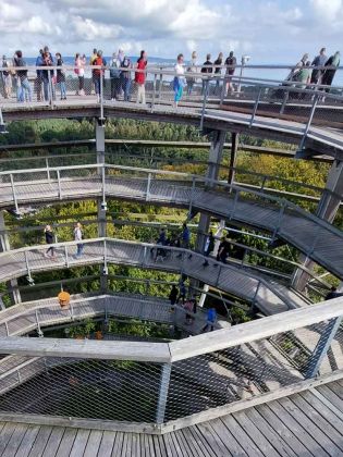 Der Aussichtsturm 'Adlerhorst' am Baumwipfelpfad des Naturerbe Zentrums Rügen Der Aussichtsturm 'Adlerhorst' am Baumwipfelpfad des Naturerbe Zentrums Rügen