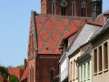 Die Barlach-Stadt Güstrow - der Blick zum mächtigen Güstrower Backstein-Dom St. Maria, St. Johannes Evangelista und St. Cäcilia 