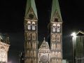 Hansestadt Bremen, der Marktplatz - der St. Petri Dom zu n&auml;chtlicher Stunde
