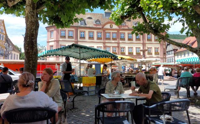 Neustadt an der Weinstrasse - der Marktplatz mit dem historischen Rathaus im Barockstil, erbaut 1729